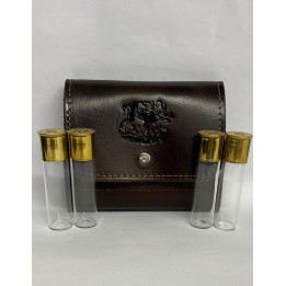 Glass vials of 15ml in a leatherette cargo pouch
