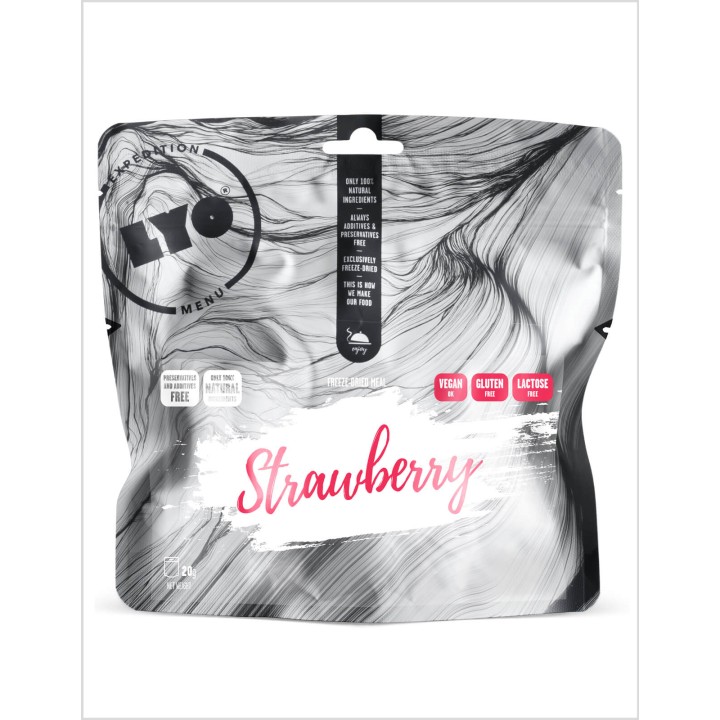 Freeze-dried dish. Delicious strawberries!