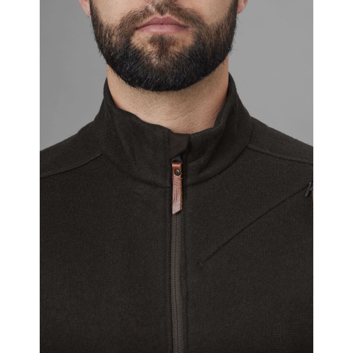 Metso poloviční zip shadow brown - teplý svetr 56% vlna