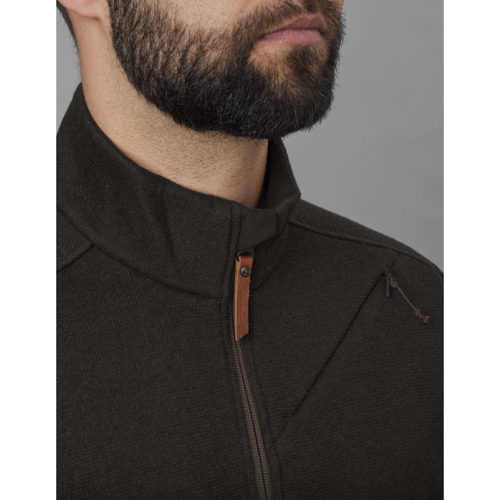 Metso half zip shadow brown - warm sweater 56% wool