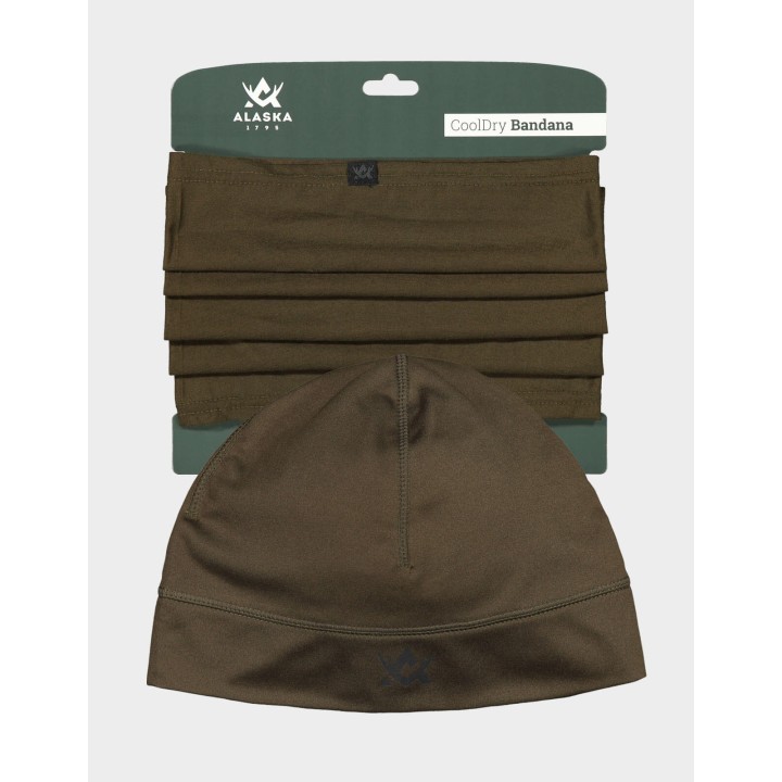 Ensemble promotionnel casquette CoolDry + bandana CoolDry brun mousse