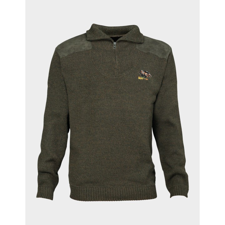 Pull 1519 avec col zippé en sanglier 70% acrylique 30% laine