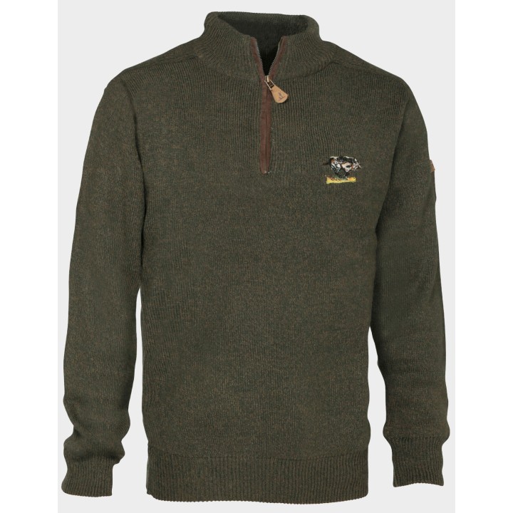 Sweater 1566 with wild boar zipper neck 70% acrylic 30% wool