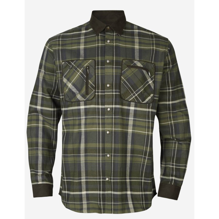 Pajala olive check - warm flannel shirt up to size 5XL!