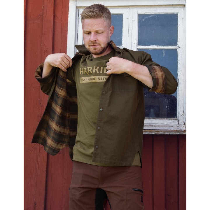 Eirik warm olivová/burundová - obojstranná košeľa