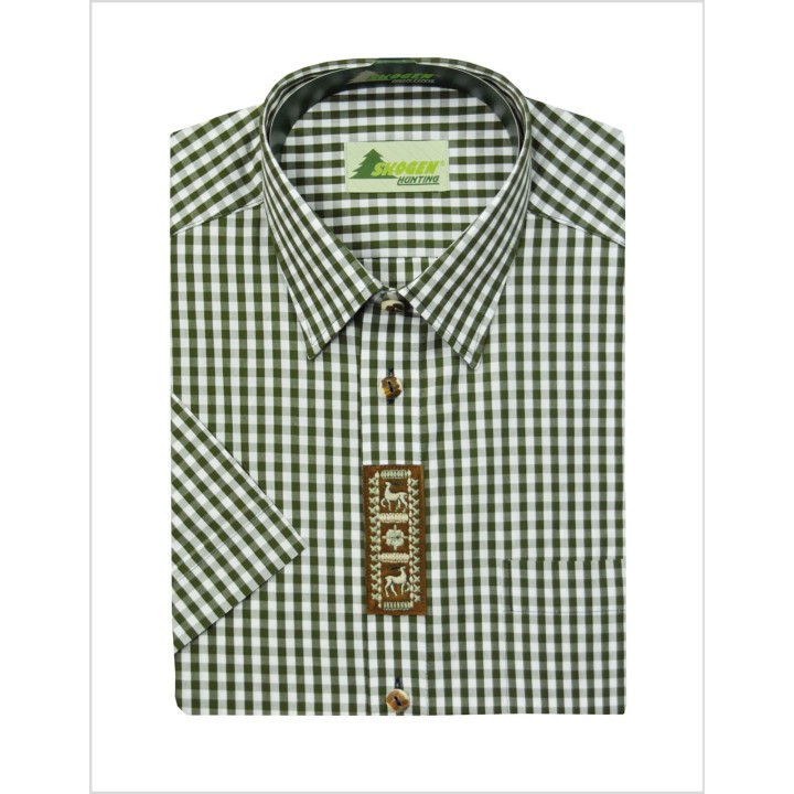 Elegantes Jagdhemd mit Applikation 100% Baumwolle kurzarm