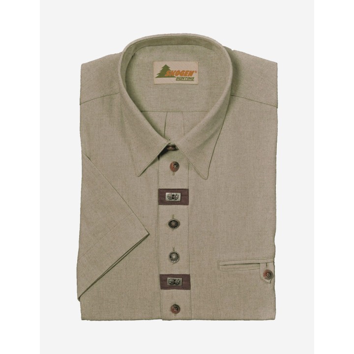 Элегантная охотничья рубашка с аппликацией из 80% хлопка с коротким рукавом