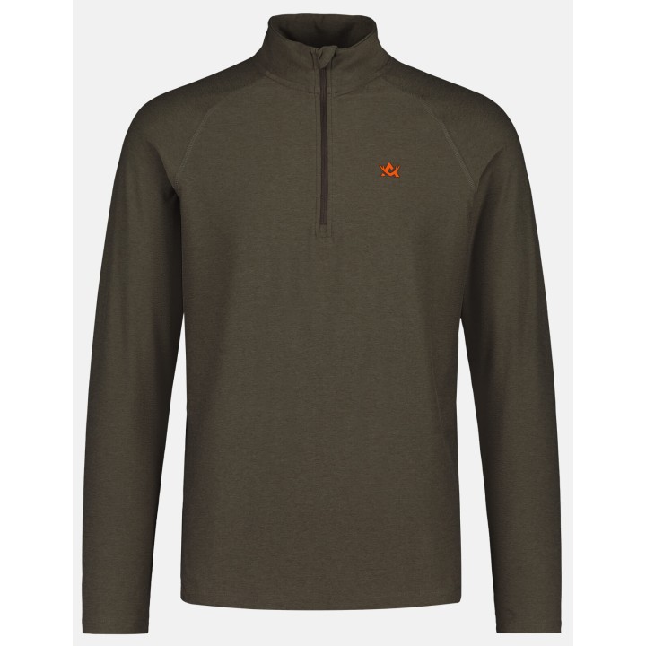 CoolDry Ms Half-Zip Moss Brown - hosszú ujjú technikai póló