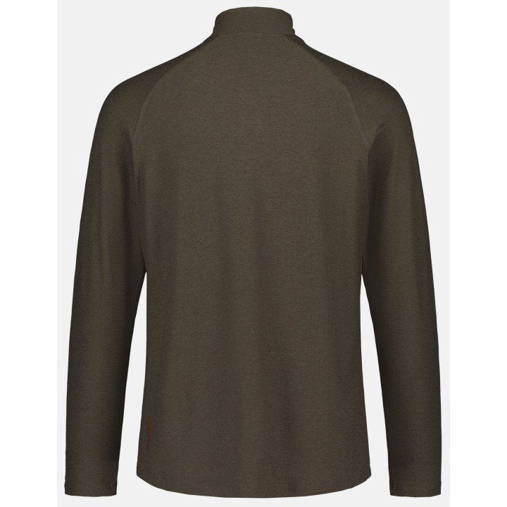 CoolDry Ms Half-Zip Moss Brown - langärmeliges technisches T-Shirt