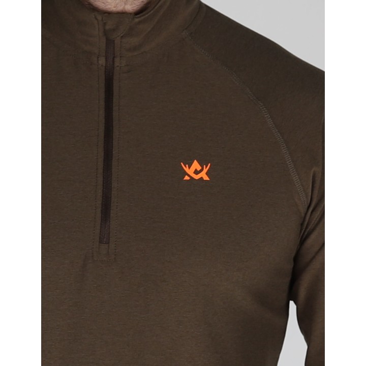 CoolDry Ms Half-Zip Moss Brown - техническая футболка с длинным рукавом