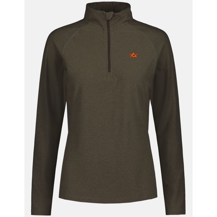 CoolDry Ws Half Zip Brown - dámske technické tričko s dlhým rukávom