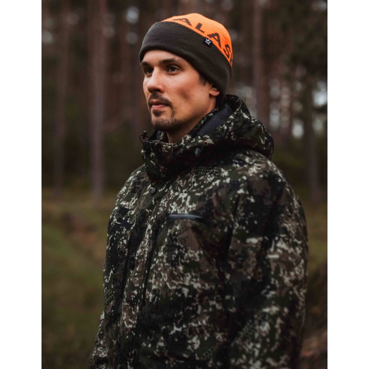Wende-Mütze braun-orange - beidseitig verwendbare Mütze aus Merinowolle