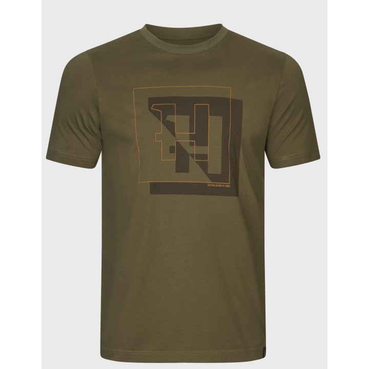 Harkila H Logo dark olive summer t-shirt 100% cotton
