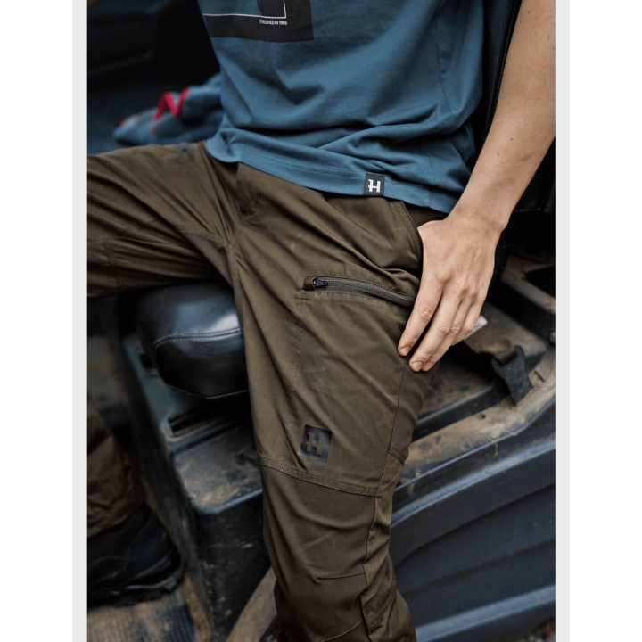 Harkila Fjell willow green shadow brown mocne letnie spodnie