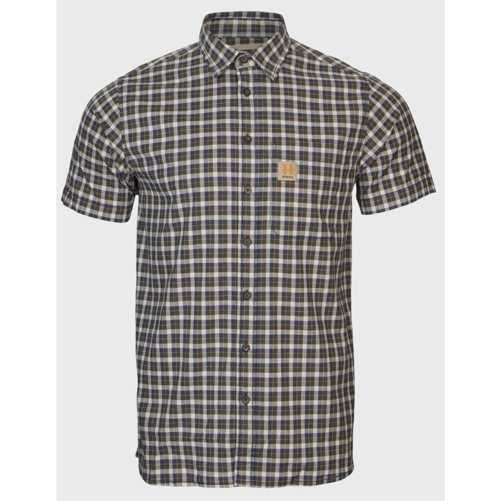 Harkila Fjell naval blue check short sleeve shirt