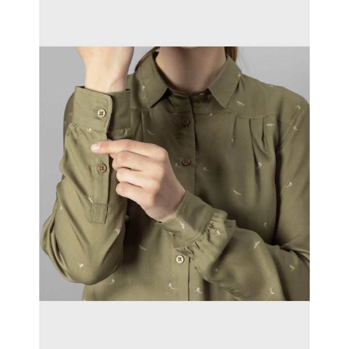 Abigail L/S dust green flying ducks dámské tričko 100% lyocell