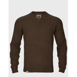 Harkila Vincent Merino V-Neck Pullover Demitasse brown 100% wełna