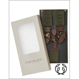 Chevalier Logo Suspenders zelená Knoflík a žabí šle