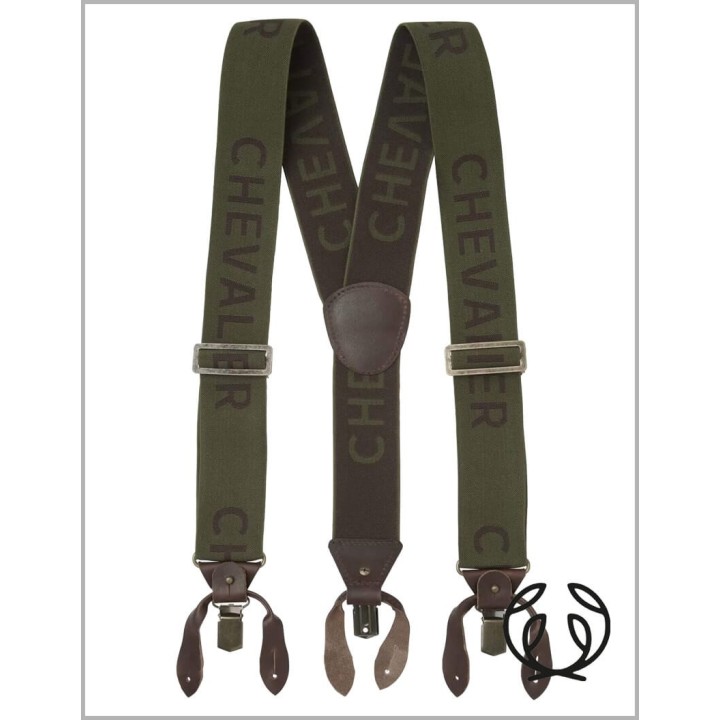 Chevalier Logo Suspenders green Szelki na guziki i żabki