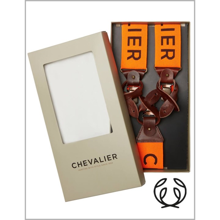 Chevalier Logo Bretelles orange Boutons et grenouillères