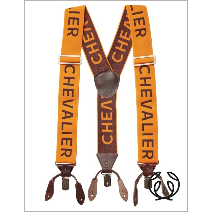 Chevalier Logo Suspenders orange Szelki na guziki i żabki