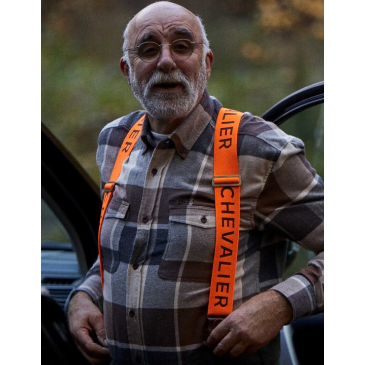 Chevalier Logo Bretelles orange Boutons et grenouillères