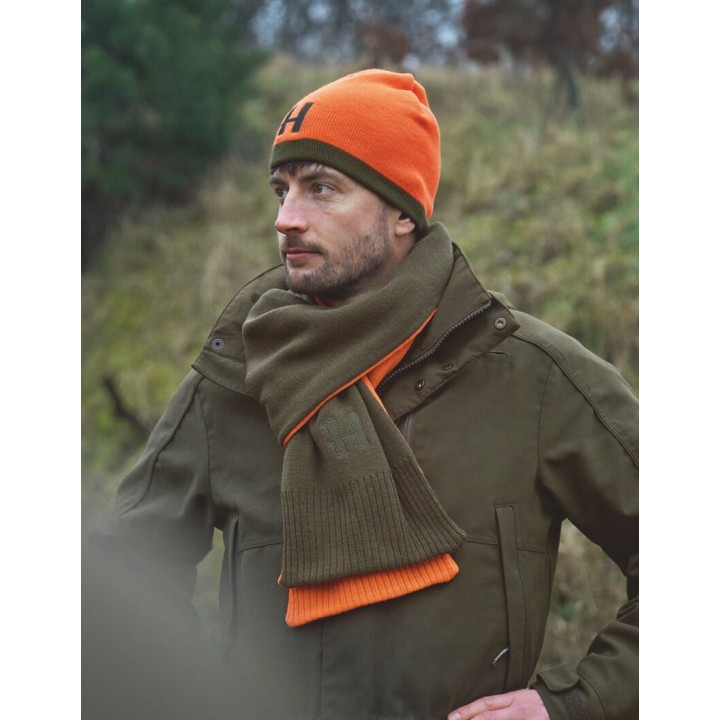 Harkila Reversible Beanie doppelseitige Mütze grün orange
