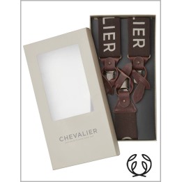 Chevalier Logo Suspenders hnedé Gombík a žabka šle