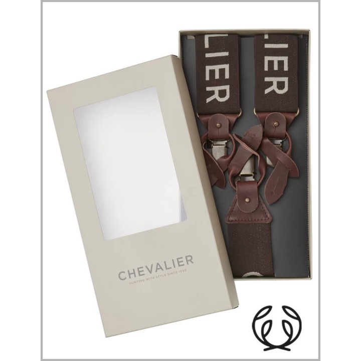 Chevalier Logo Bretelles marron Boutons et grenouillères