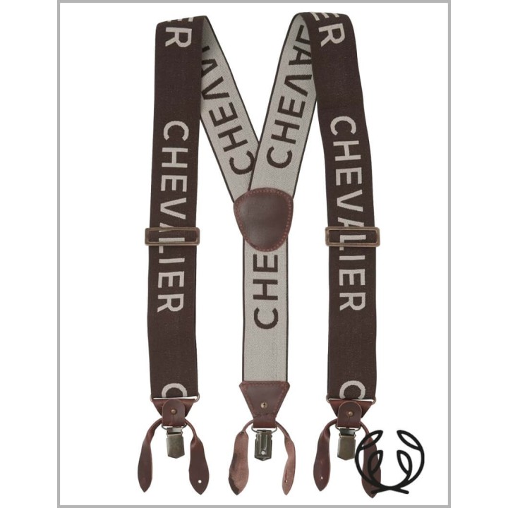 Chevalier Logo Bretelles marron Boutons et grenouillères