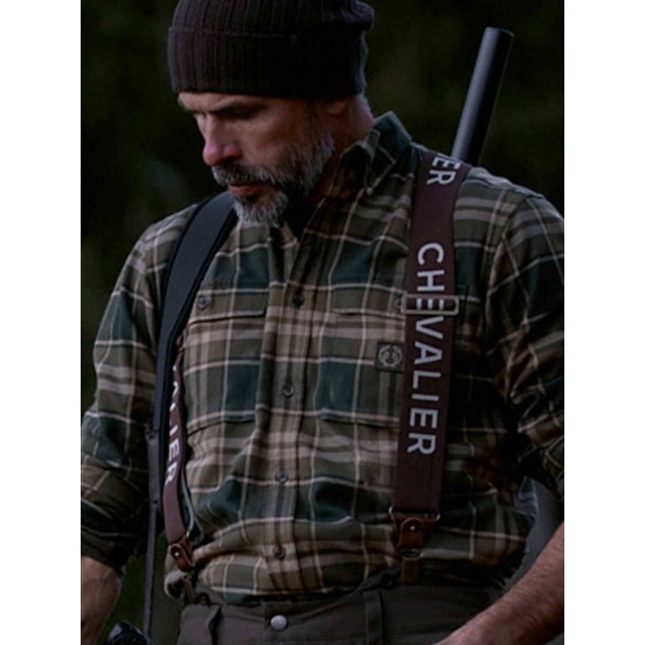Chevalier Logo Suspenders hnedé Gombík a žabka šle
