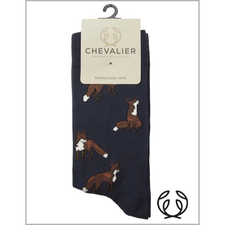 Chevalier Pomeroy dark navy Foxes skarpety z lisami