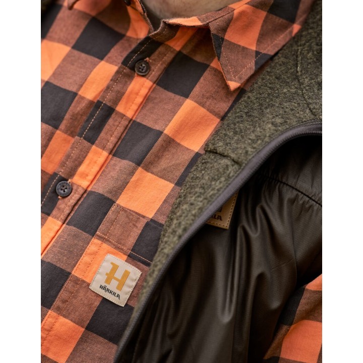Harkila Scandinavian mandarin check shirt, 100% cotton
