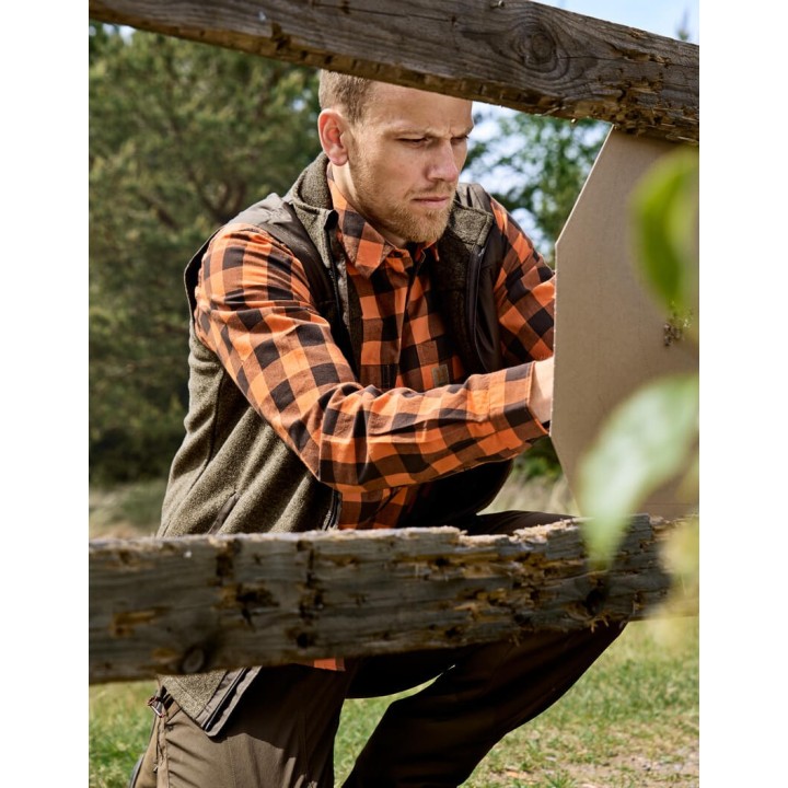 Harkila Scandinavian mandarin check shirt, 100% cotton