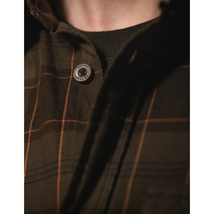Glen Flannel pine green dark navy check košile 100% bavlna