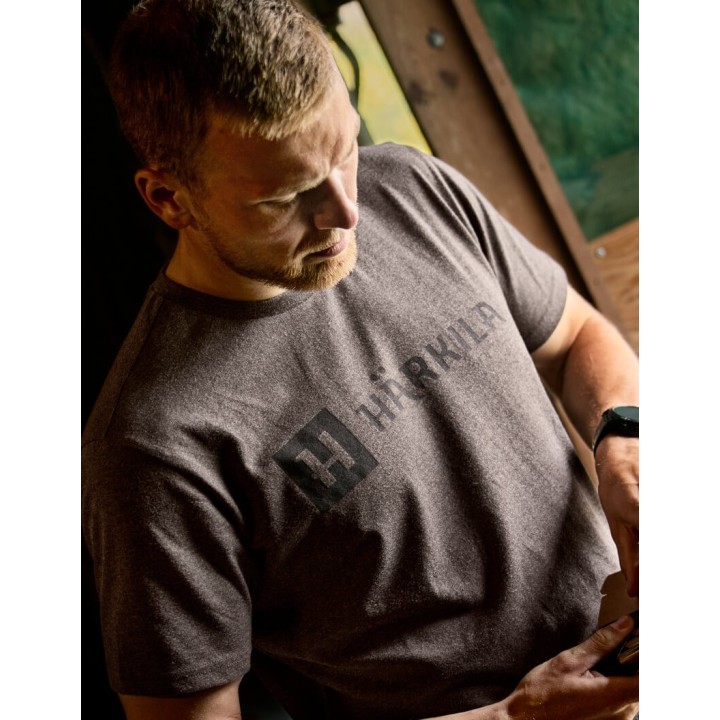 Harkila Identity braun melange T-Shirt 50 % Baumwolle 50 % Polyester