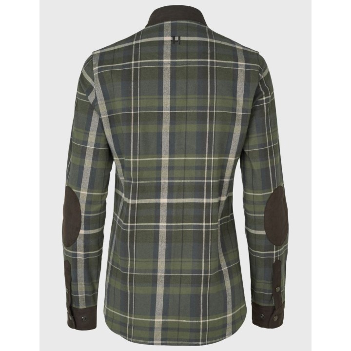 Harkila Pajala : chemise en flanelle pour femme, motif à carreaux olive