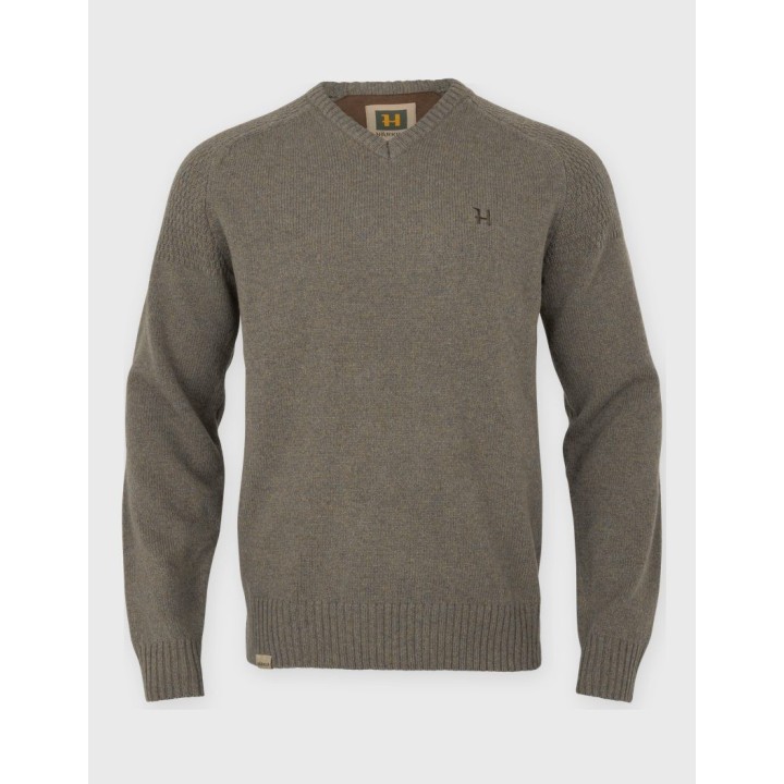 Harkila Vincent Merino V-Neck Pullover Dark sand 100% wełna