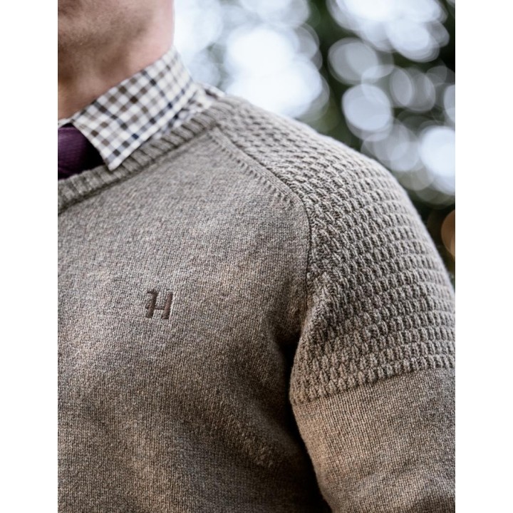 Harkila Vincent Merino V-Neck Pullover Dark sand 100% wełna