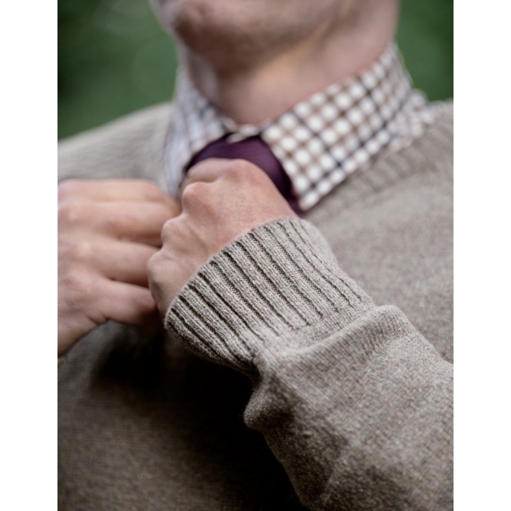 Harkila Vincent Merino V-Neck Pullover Dark sand 100% wełna