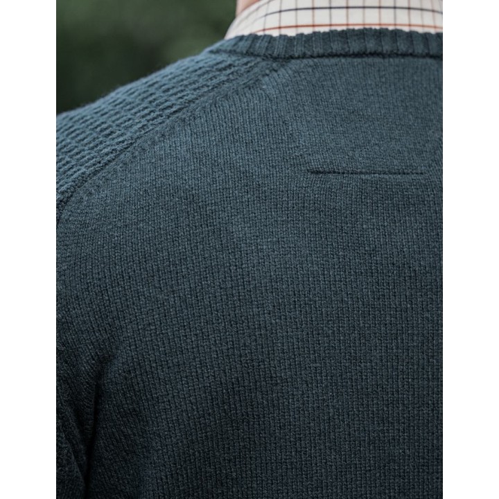 Pull Harkila Vincent Merino à col en V, bleu marine foncé, 100 % laine