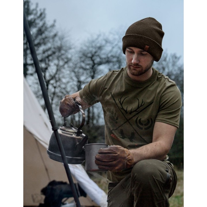 Letné tričko Seeland Big Game Hunter s potlačou viničových listov, 60 % bavlna