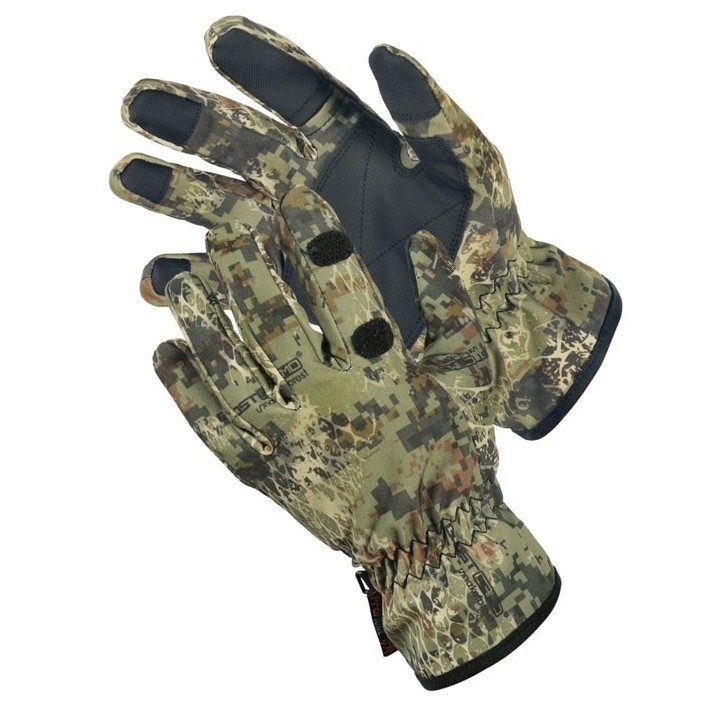 Snake camo green gloves - with finger hole