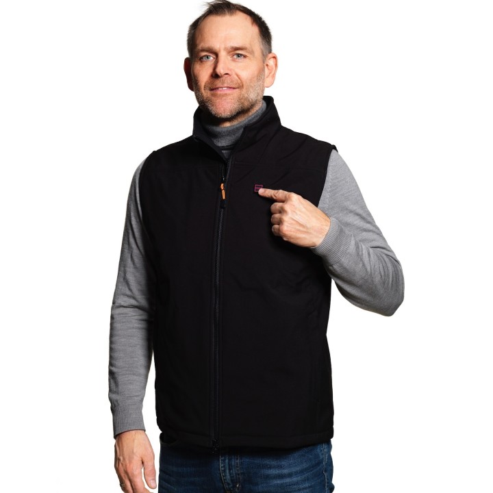 Kamizelka grzejąca softshell czarny - męska ROZM DO 3XL!